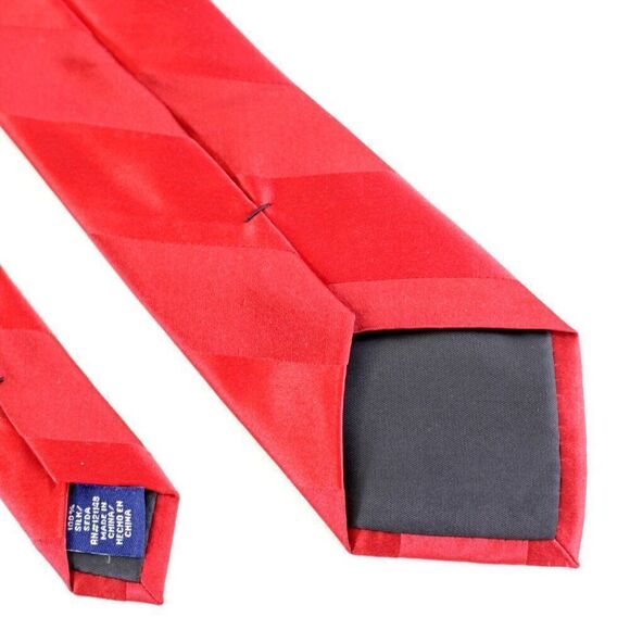 Stafford Red Striped Woven Striped Silk Tie - Picture 5 of 6